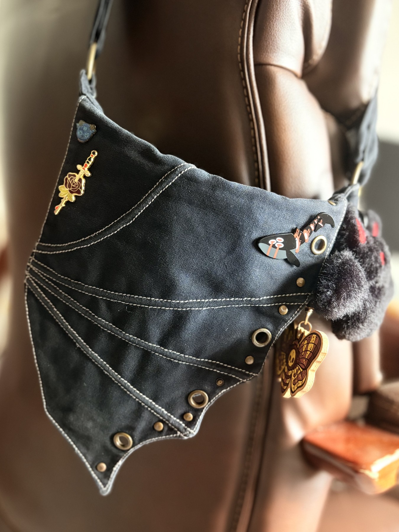 My bag with pins and charms